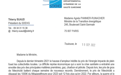 Le Président du SDEHG alerte le gouvernement sur les conséquences de la hausse des prix de l’énergie pour les collectivités